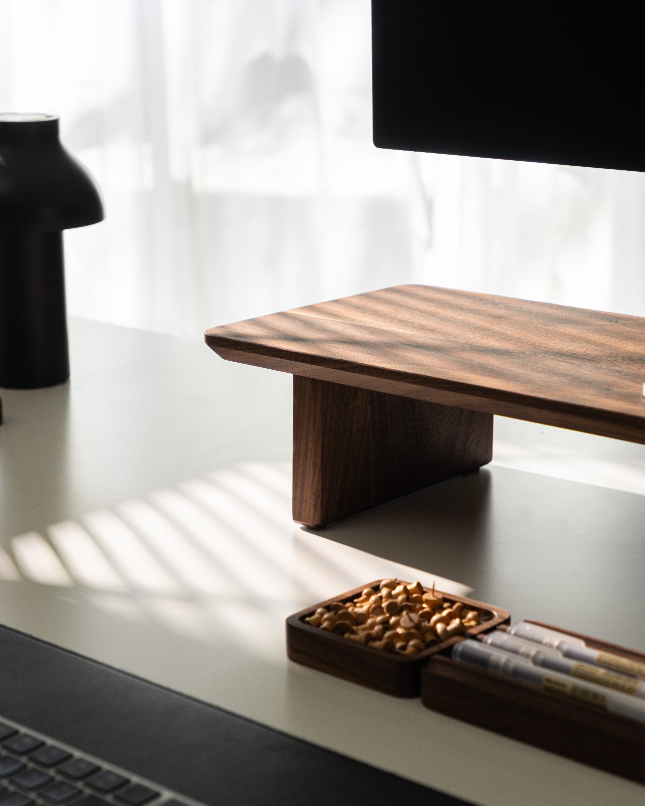 Detail Shot of the Modhaus Desk Shelf in Walnut