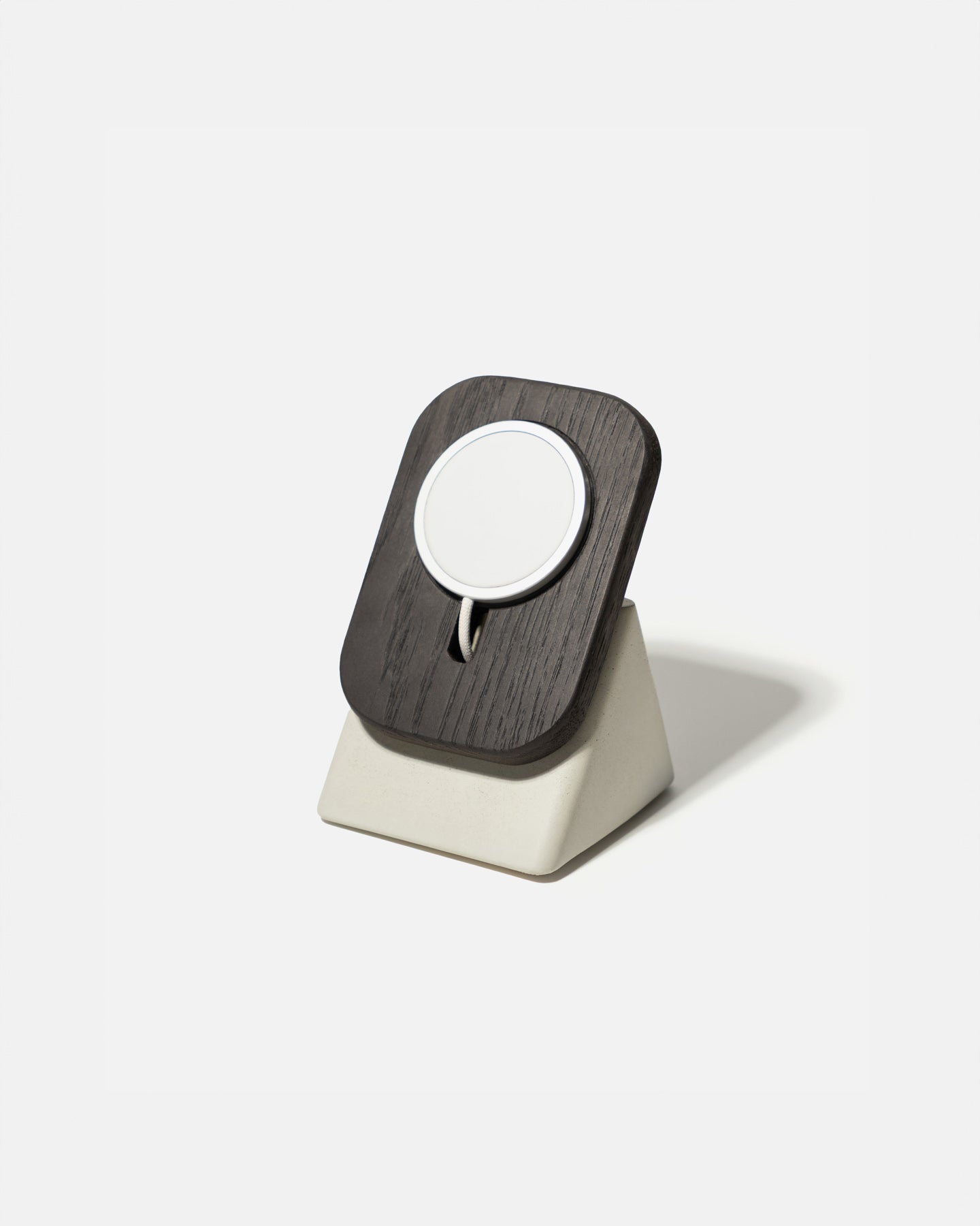 The Upright MagSafe Stand by Modhaus in aWood and Concrete design