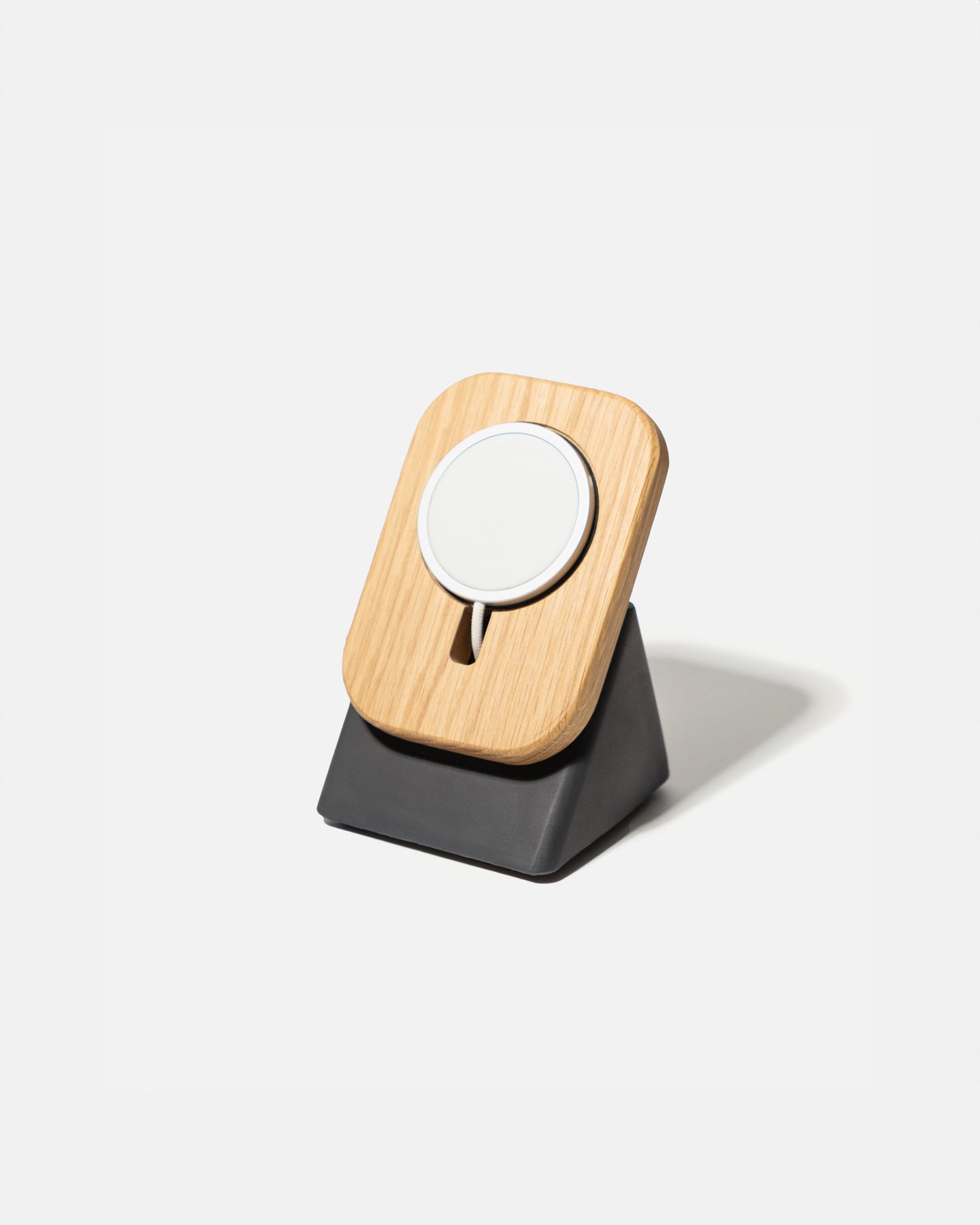 The Upright MagSafe Stand by Modhaus in aWood and Concrete design