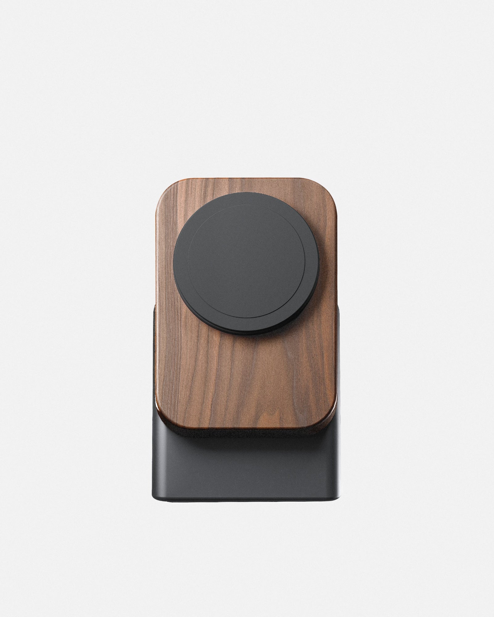 Upright wirless charging stand in walnut / charcoal