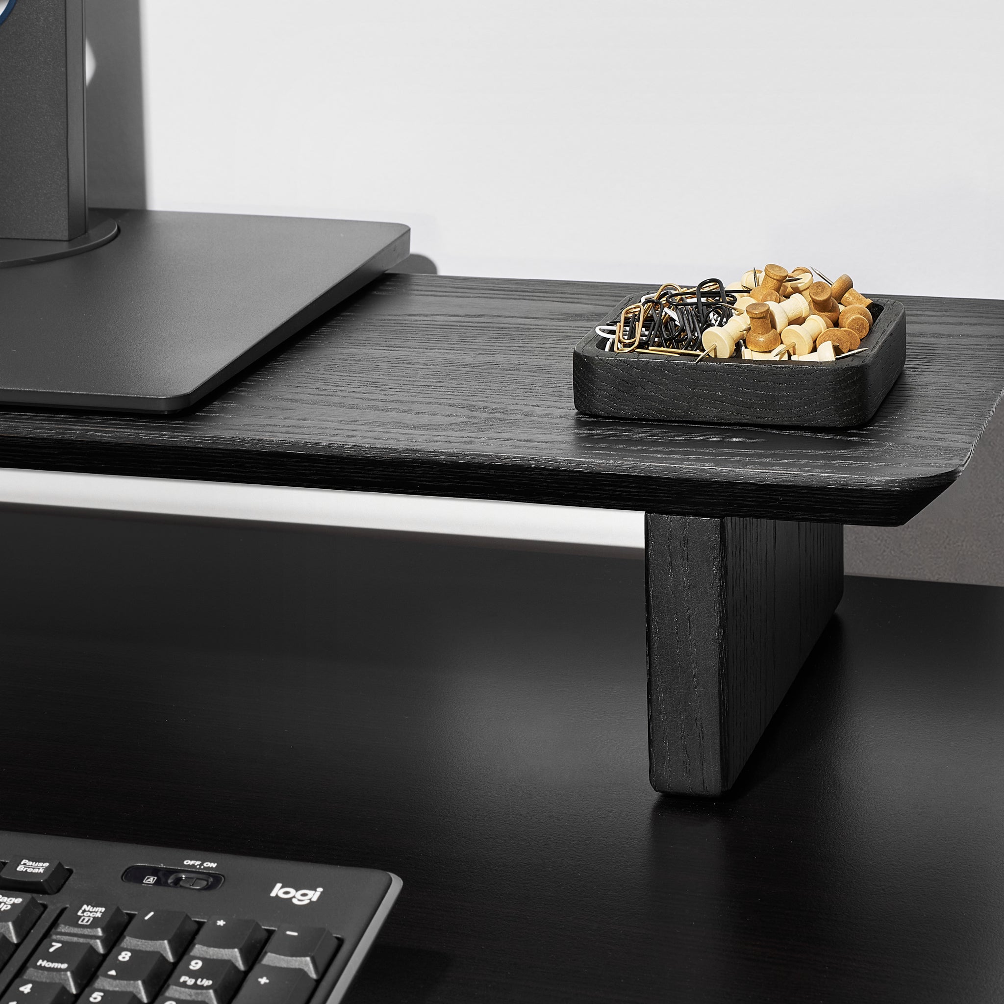 Small Desk Organization Tray in Black Wood