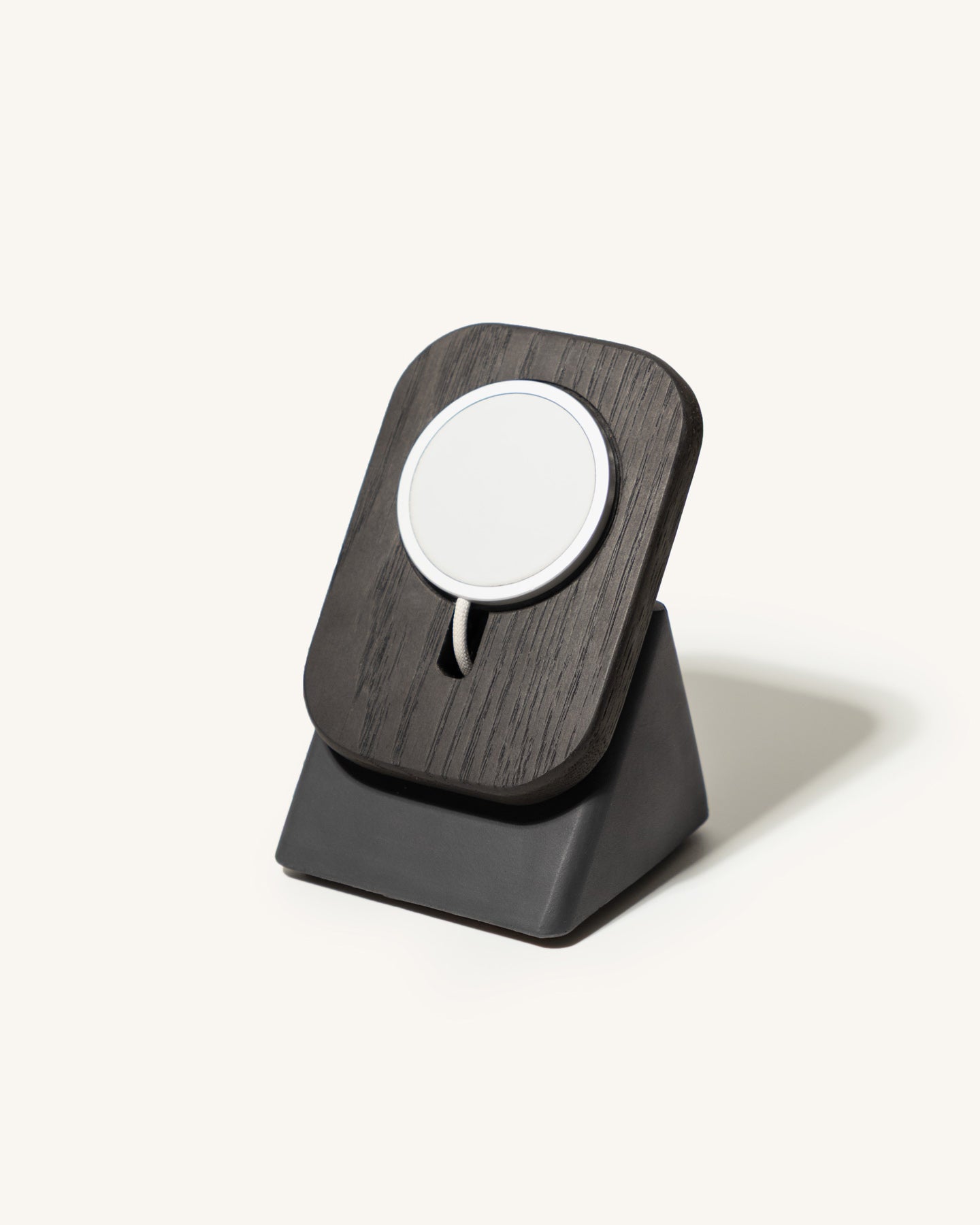 The Upright MagSafe Stand by Modhaus in concrete and wood 