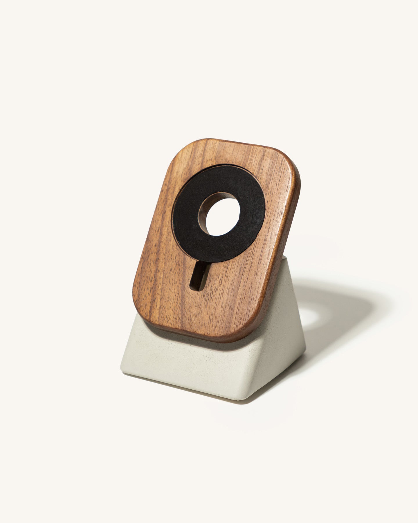 The Upright MagSafe Stand by Modhaus in concrete and wood 