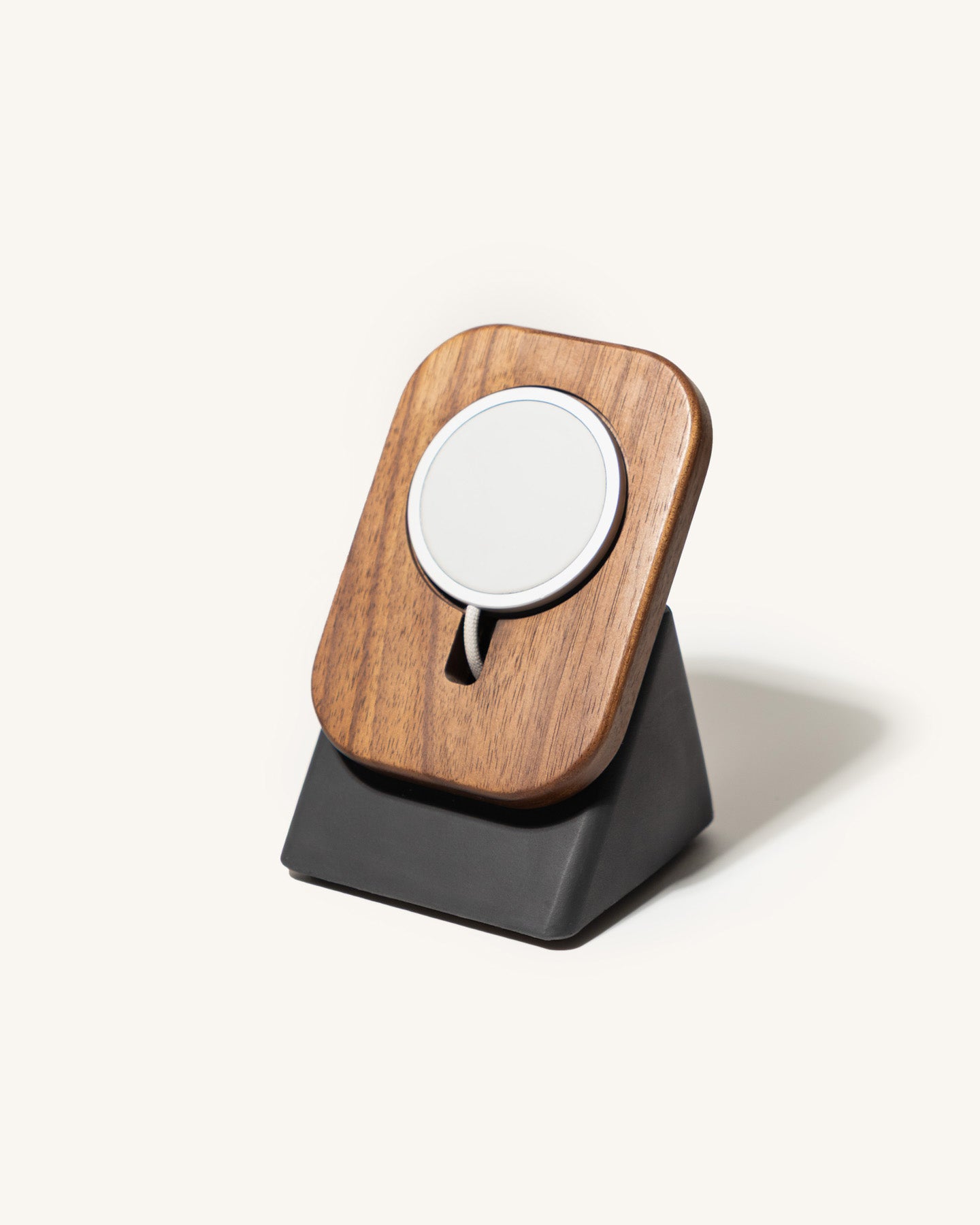 The Upright MagSafe Stand by Modhaus in concrete and wood 