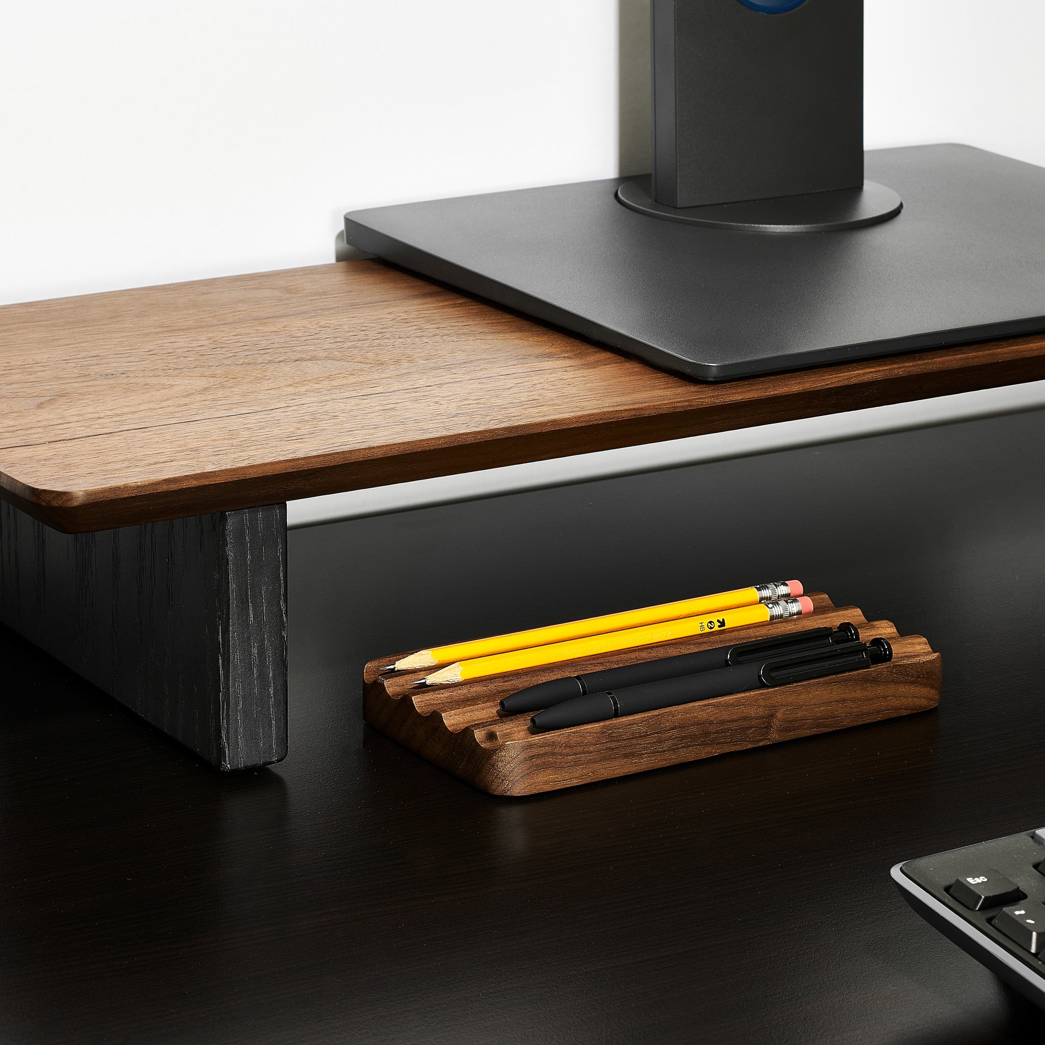 Wave Pen Tray  - Modern Desk Organization in Walnut Wood