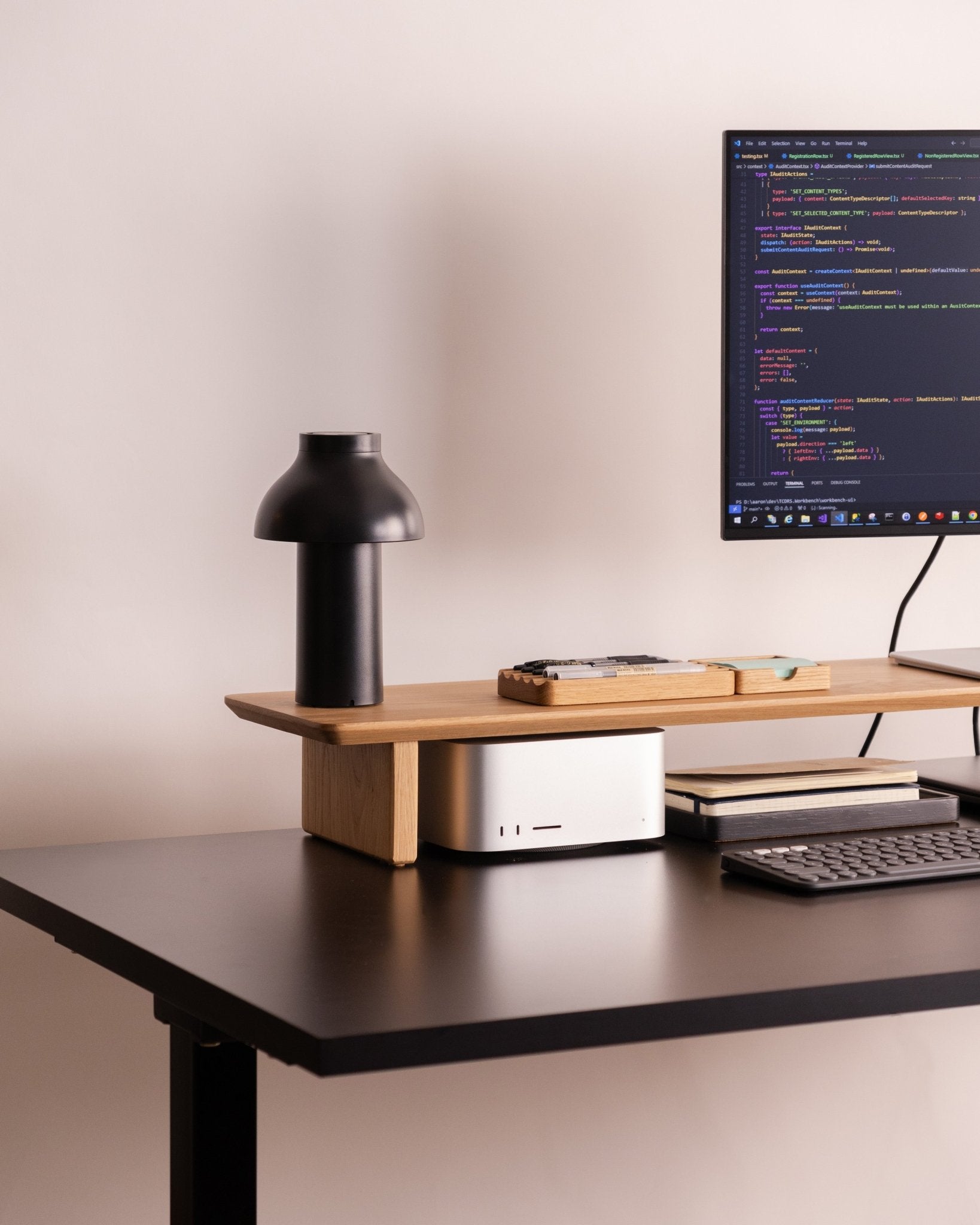 Modhaus desk setup in all white oak