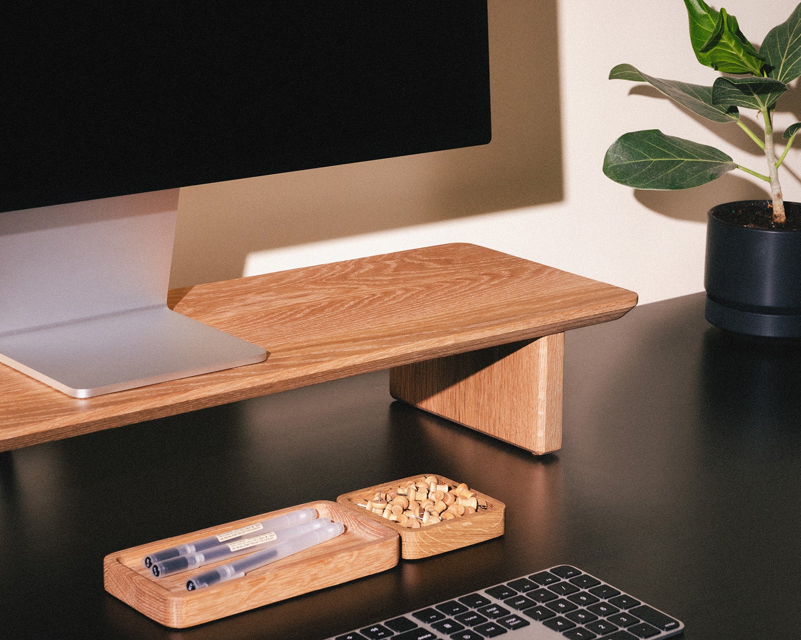 The Modhaus Desk Shelf and Monitor Riser in Oak