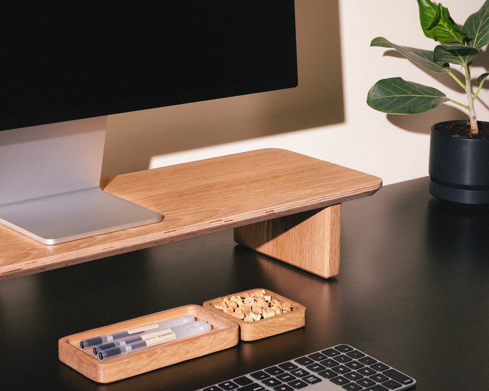 The Modhaus Desk Shelf and Monitor Riser in Oak