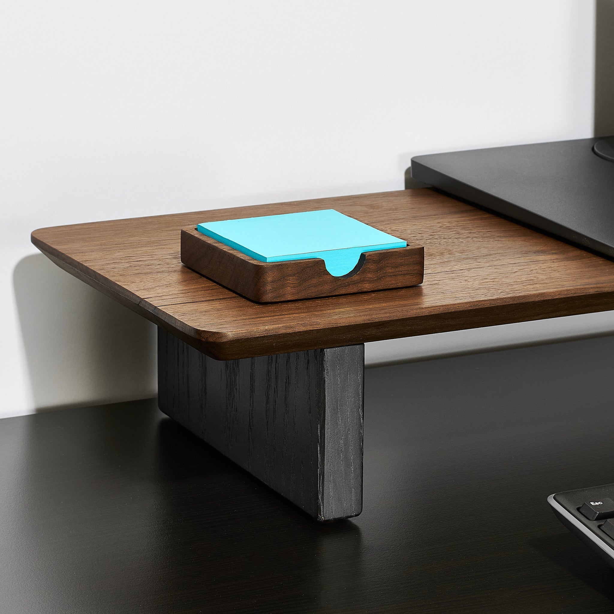 The Modhaus sticky note tray in Walnut. Part of the larger Essentials set