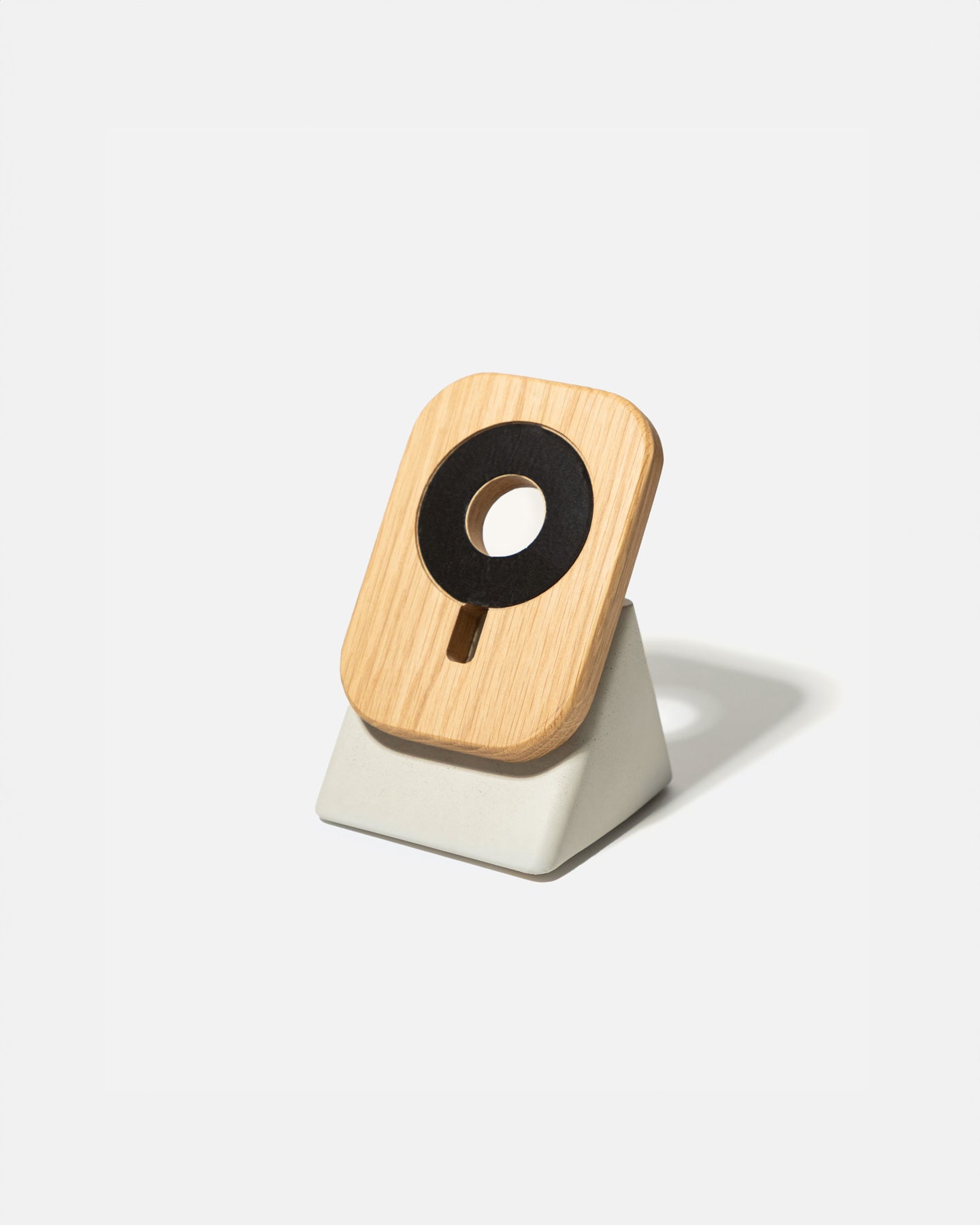 The Upright MagSafe Stand by Modhaus in aWood and Concrete design