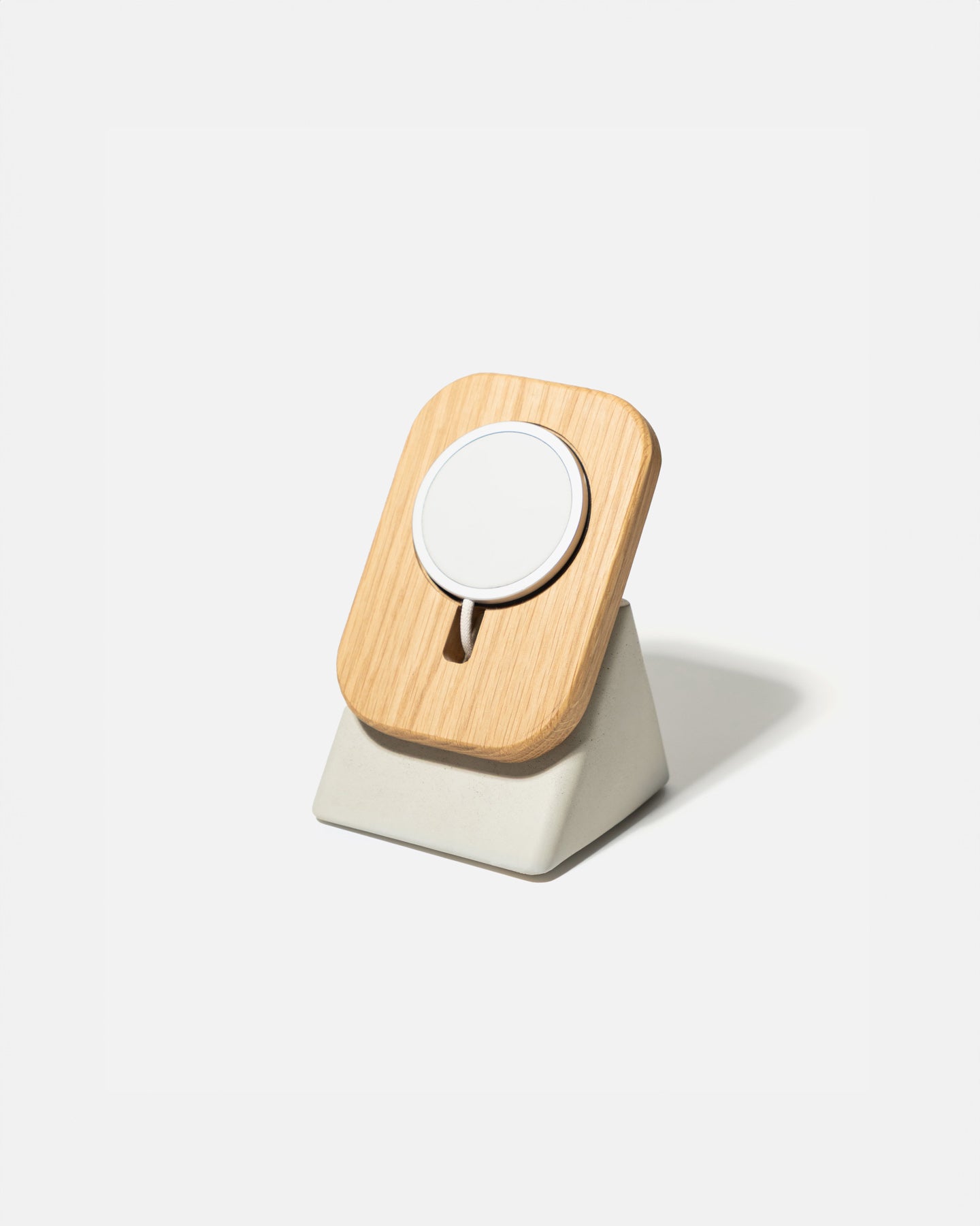 The Upright MagSafe Stand by Modhaus in aWood and Concrete design