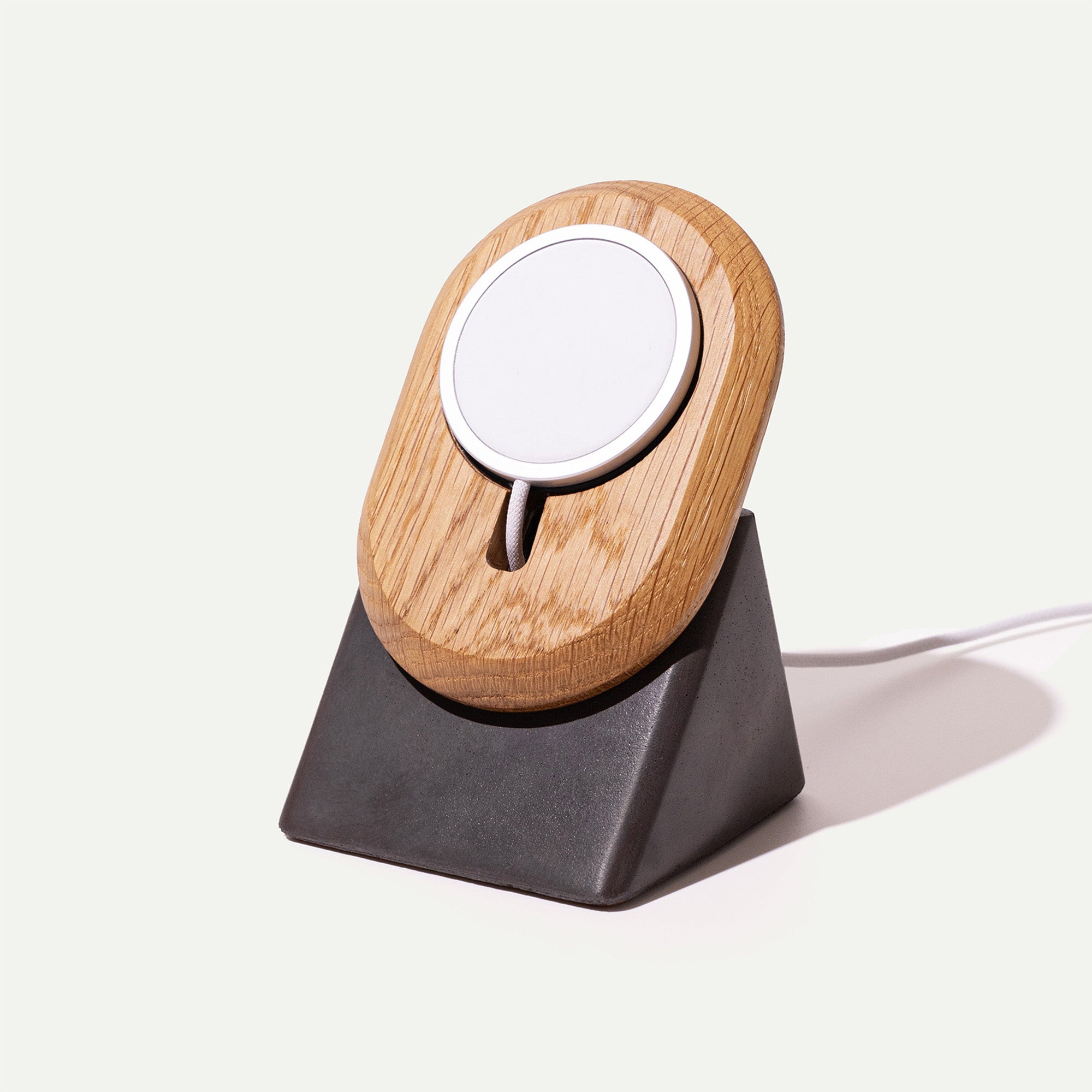 wood and concrete magsafe phone stand