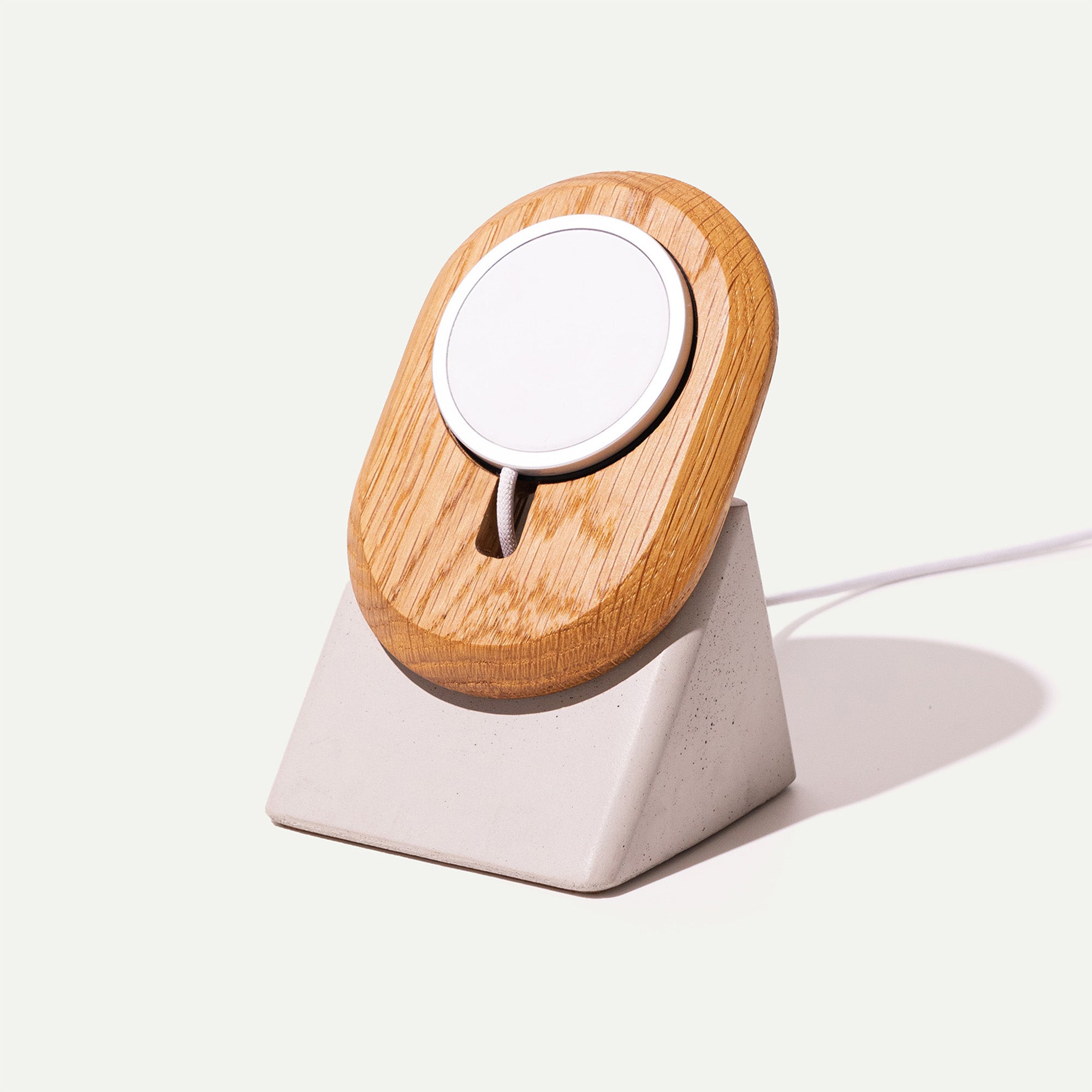 wood and concrete magsafe phone stand