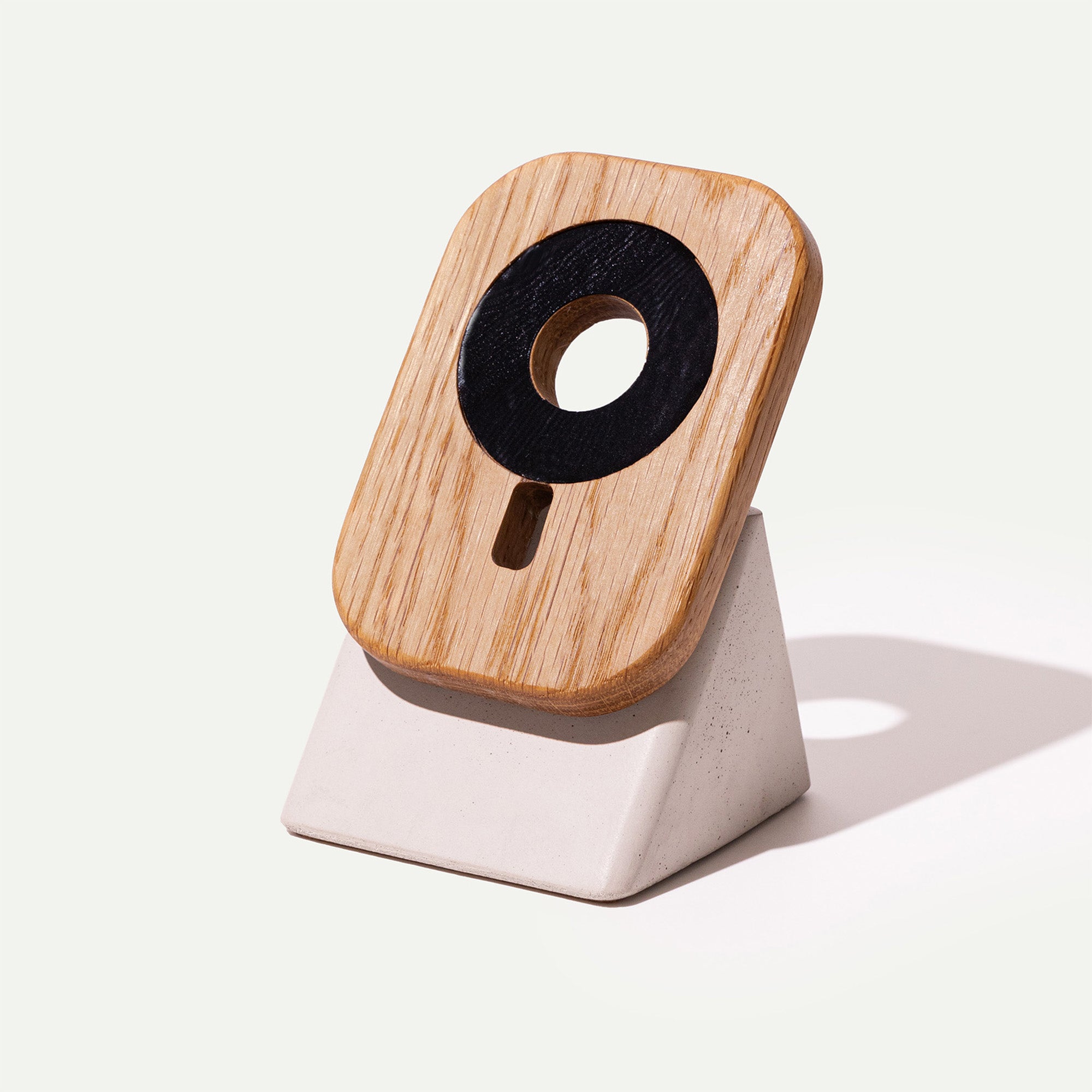 wood and concrete magsafe phone stand