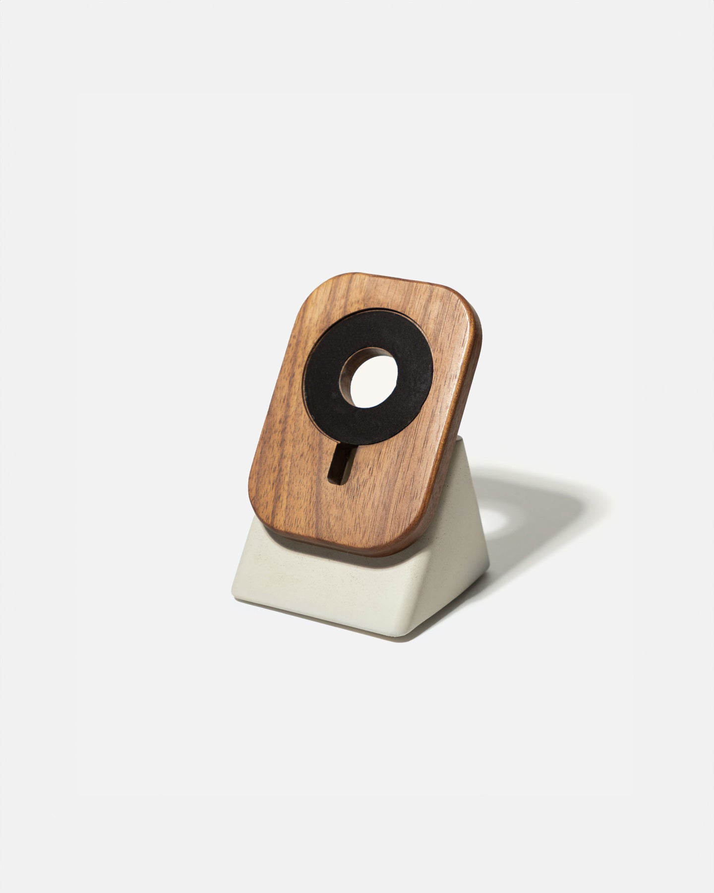 The Upright MagSafe Stand by Modhaus in aWood and Concrete design