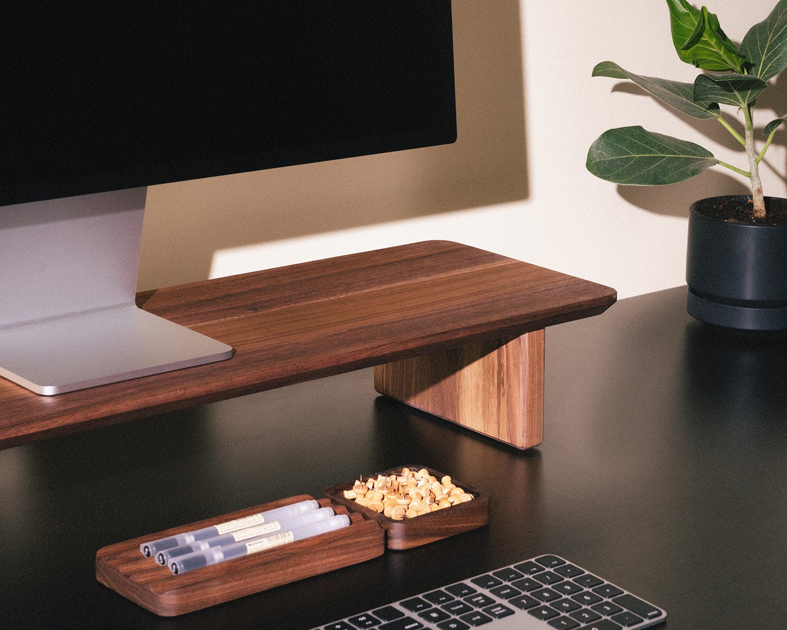 The Modhaus Desk Shelf and Monitor Riser in Walnut