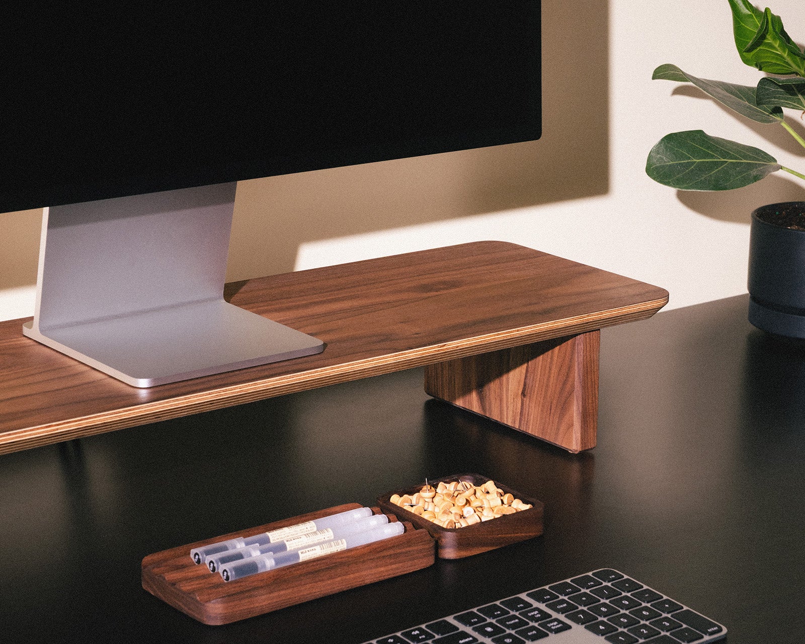 The Modhaus Desk Shelf and Monitor Riser in Walnut